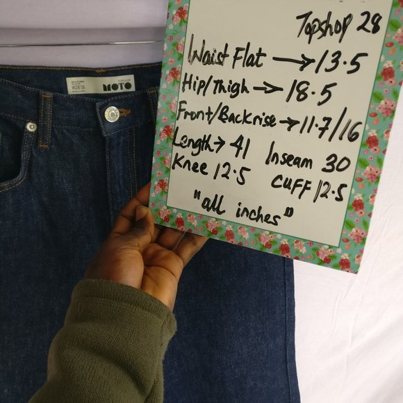 Moto Indigo HighRise Loose Wide leg Jeans w28 +MEASUREMENT Rigid/Thick denim - Picture 7 of 11